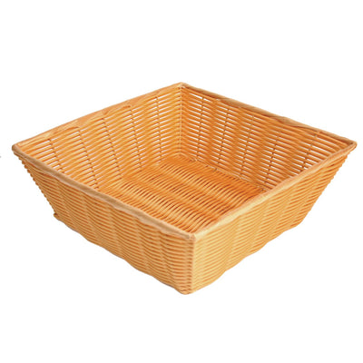 Thunder Group PLBN1313T 13 Inch Square Basket Break-resistant Stackable Polypropylene Natural Tan