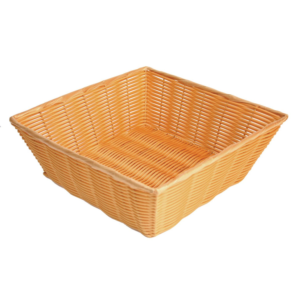 13" x 13" x 4-1/2", Square Hand-Woven Basket, Polypropylene Plus Polyethylene and Wire, No Dishwasher, No Microwave