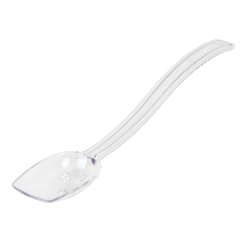 12 Pack 3/4 oz, 10" x 1-3/4" x 1", Perforated Buffet Spoon, Clear Color, Polycarbonate, One-Piece, Dishwasher Safe, Break-Resistant, Shatter-Resistant, Color Coded, No Microwave, No Oven, NSF