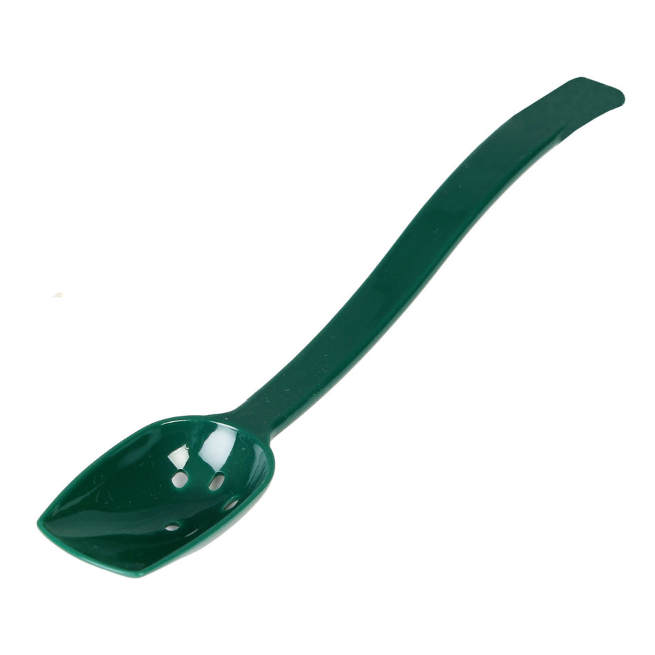 12 Pack 3/4 oz, 10" x 1-3/4" x 1", Perforated Buffet Spoon, Green Color, Polycarbonate, One-Piece, Dishwasher Safe, Break-Resistant, Shatter-Resistant, Color Coded, No Microwave, No Oven, NSF