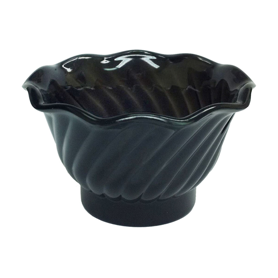 12 Pack 5 oz, 3-3/4" Diameter x 2-1/5" Height, Dessert Dish, Black Color, Acrylonitrile styrene, No Dishwasher, Not Microwave Safe