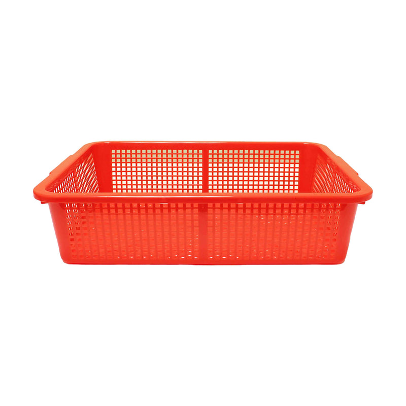 19-3/4" x 15-1/2" x 4-5/8", Square Colander, Polypropylene-Durable, Comes in Assorted Red and Blue Colors, Stackable, Made in Taiwan