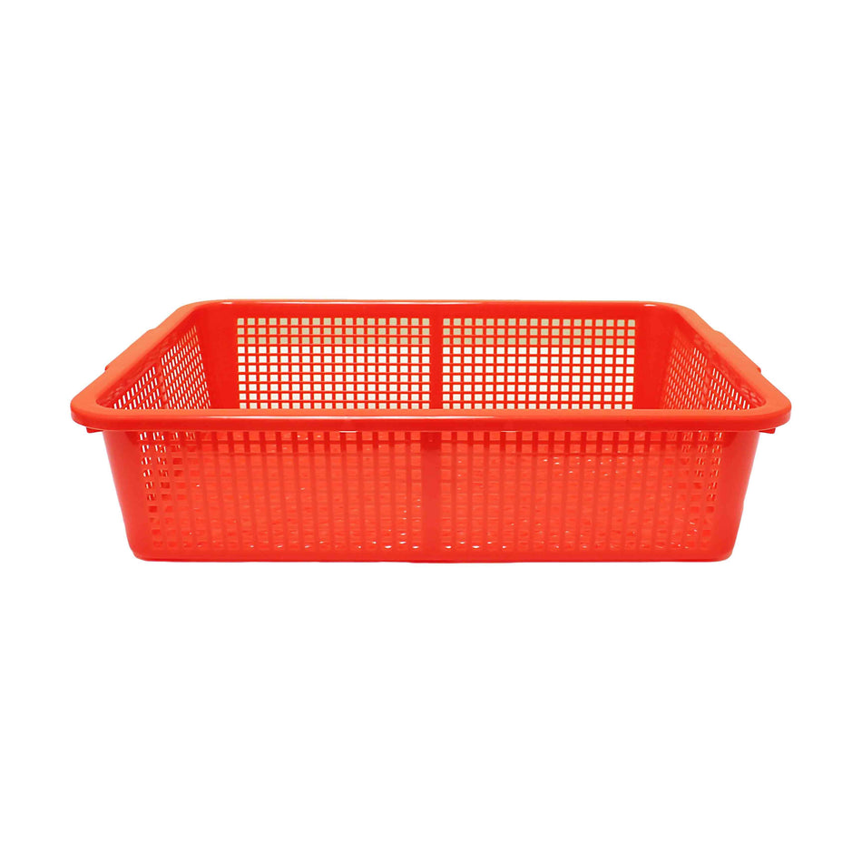 19-3/4" x 15-1/2" x 4-5/8", Square Colander, Polypropylene-Durable, Comes in Assorted Red and Blue Colors, Stackable, Made in Taiwan