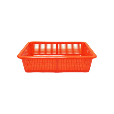 15-1/4" x 12-1/4" x 3-3/4", Square Colander, Polypropylene-Durable, Comes in Assorted Red and Blue Colors, Stackable, Made in Taiwan