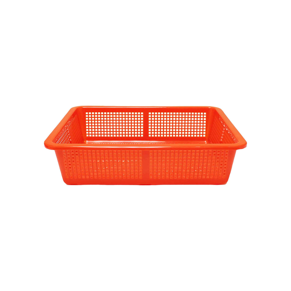 15-1/4" x 12-1/4" x 3-3/4", Square Colander, Polypropylene-Durable, Comes in Assorted Red and Blue Colors, Stackable, Made in Taiwan