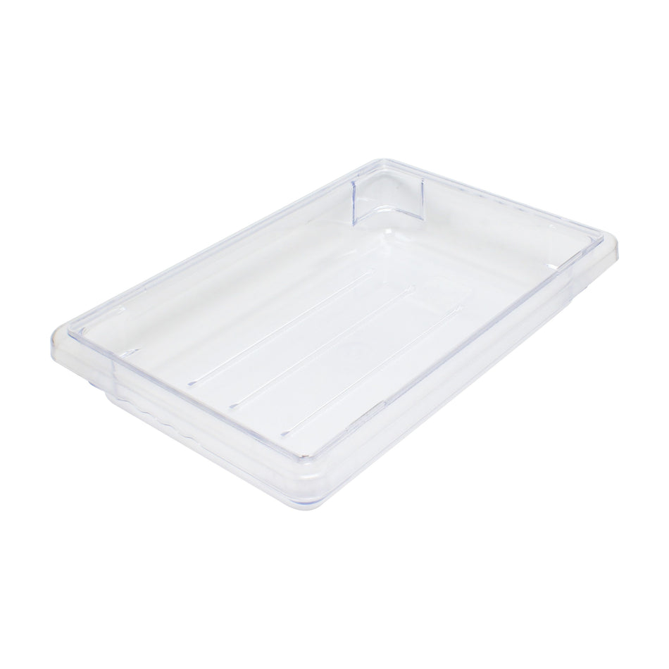 18" x 26" x 3-1/2", 5 Gallon Food Storage Box, Clear Color, Polycarbonate, withstand temperature from -40°F up to 210°F, Dishwasher Safe, Break-Resistant, Shatter-Resistant, No Microwave, No Oven, NSF