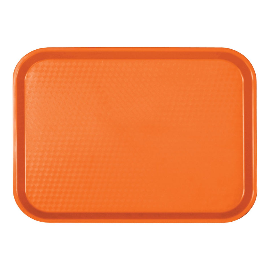 10-1/2" x 13-5/8" x 7/8", Fast Food Tray, Rectangular, Orange Color, Polypropylene, No Dishwasher, Not Microwave Safe, NSF