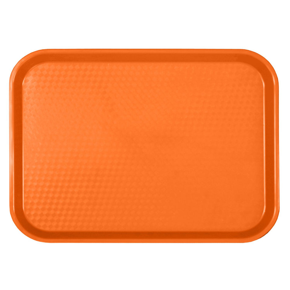 12" x 16-1/4" x 7/8", Fast Food Tray, Rectangular, Orange Color, Polypropylene, No Dishwasher, Not Microwave Safe, NSF