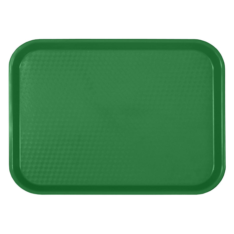 14" x 17-3/4" x 7/8", Fast Food Tray, Rectangular, Plastic, Green Color, Polypropylene, No Dishwasher, Not Microwave Safe, NSF
