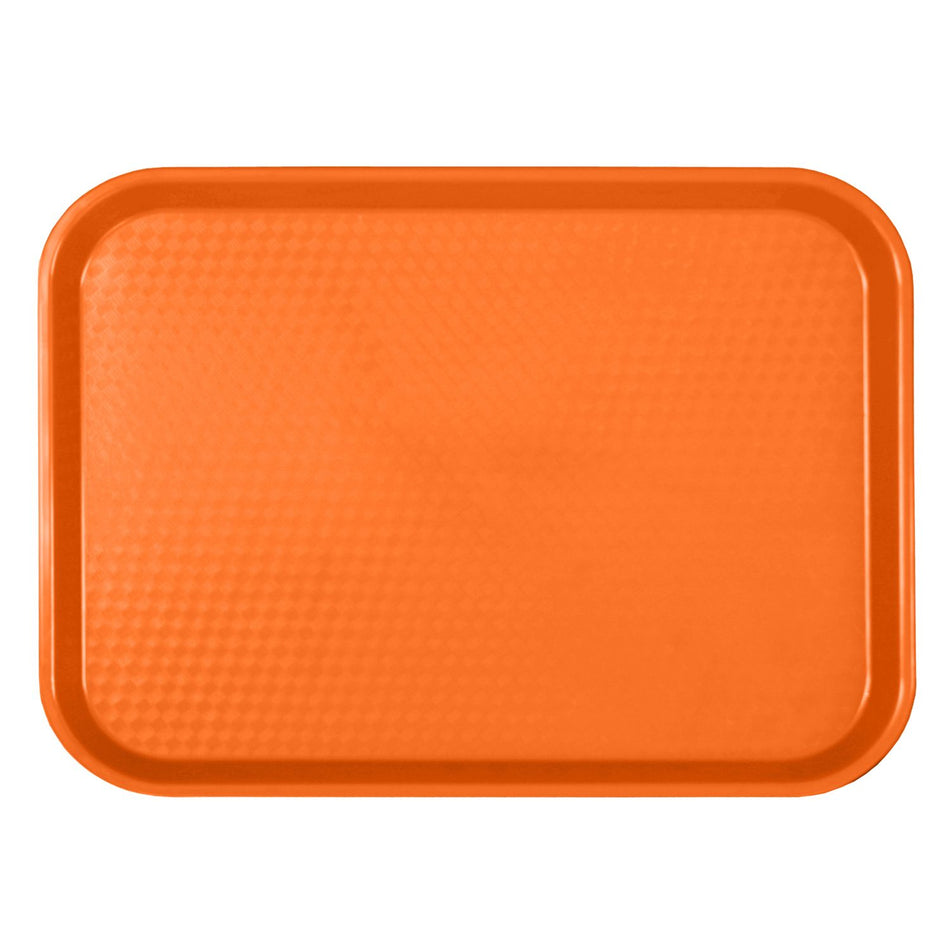 14" x 17-3/4" x 7/8", Fast Food Tray, Rectangular, Plastic, Orange Color, Polypropylene, No Dishwasher, Not Microwave Safe, NSF