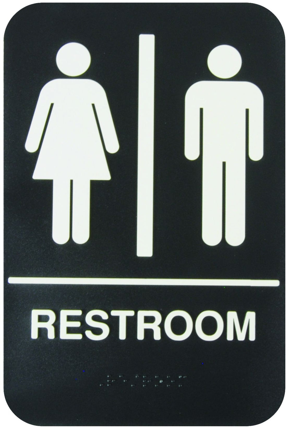 Thunder Group PLIS6953BK 6 Inch Restroom Sign with Braille Self Adhesive