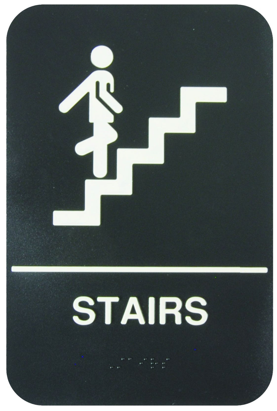 Thunder Group PLIS6954BK 6 Inch Stairs Sign with Braille Self Adhesive Black
