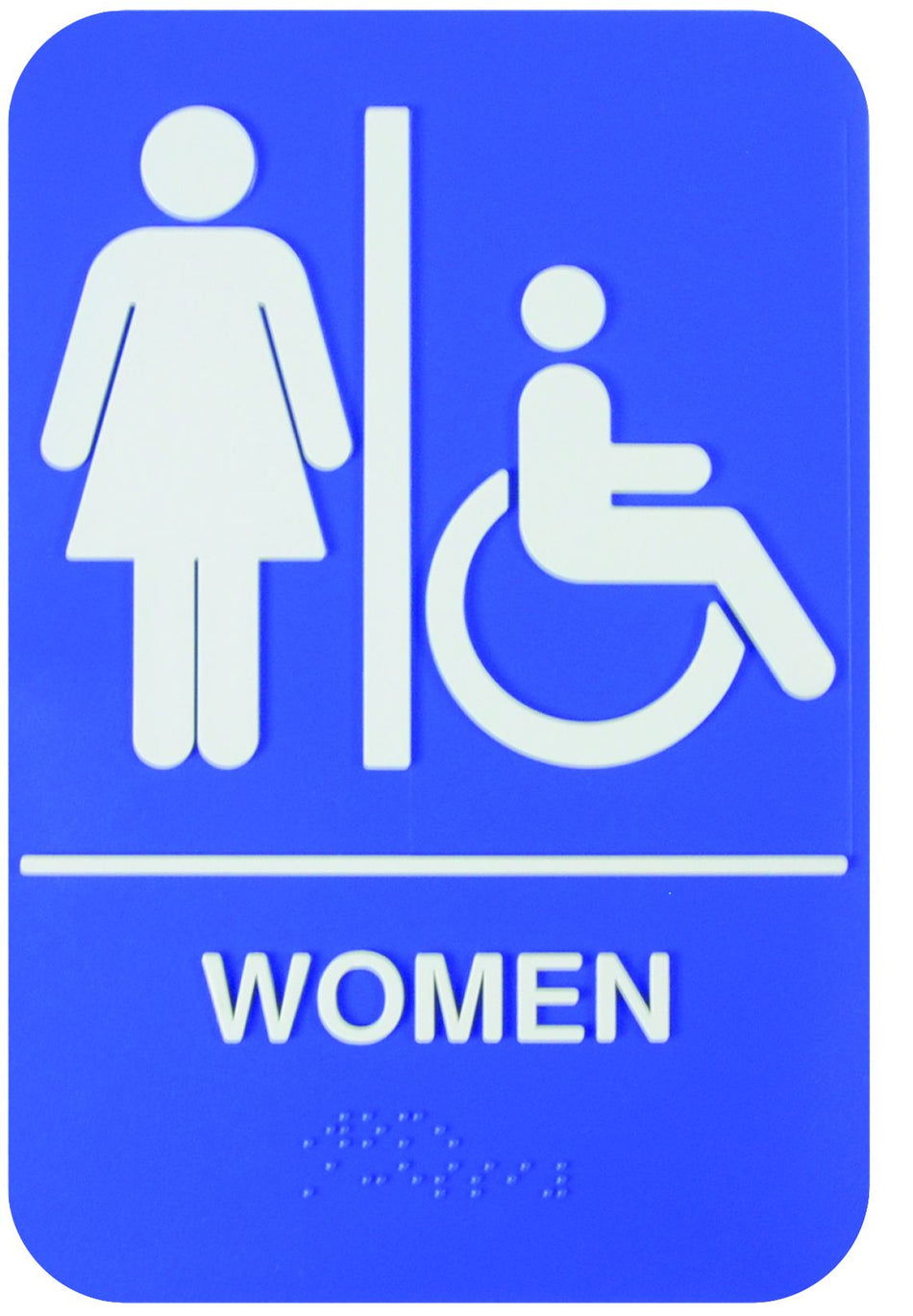 Thunder Group PLIS6957BL 6 Inch Women Accessible Sign with Braille Blue