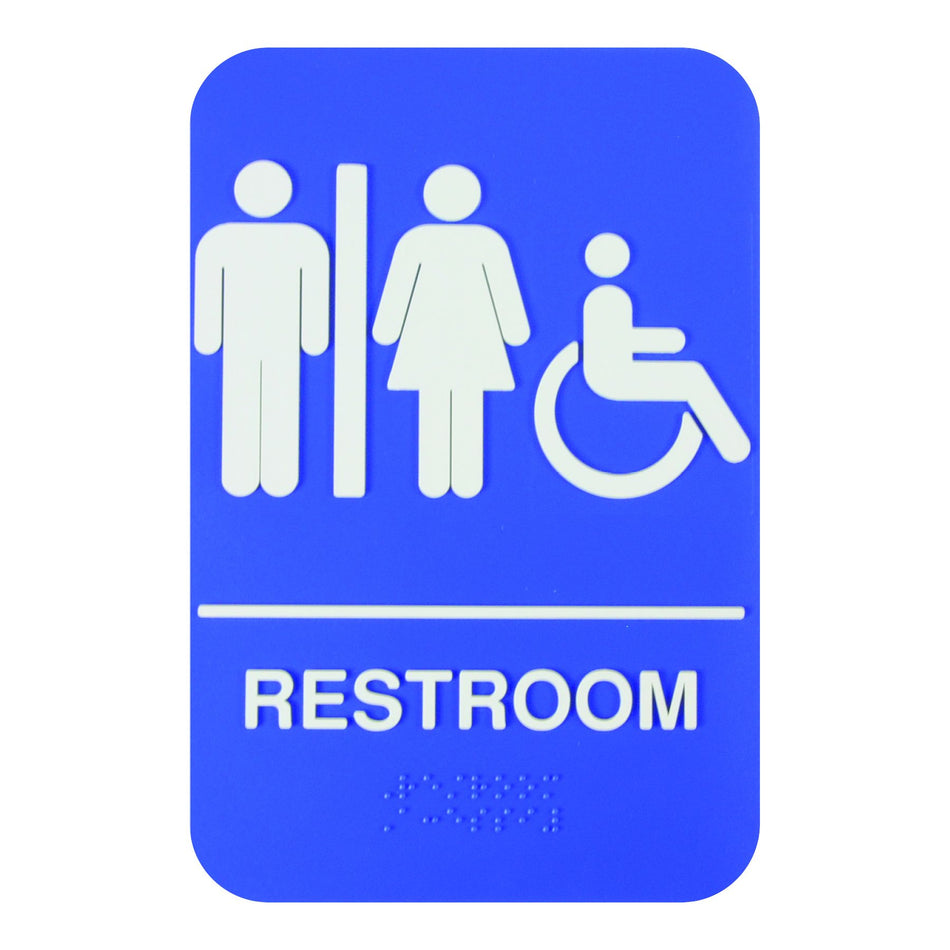 Thunder Group PLIS6960BL 6 Inch Information Symbol Sign Restroom Accessible with Braille