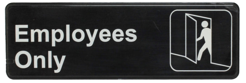 Thunder Group PLIS9304BK 9 Inch Employee Only Compliance Sign Self-Adhesive White on Black