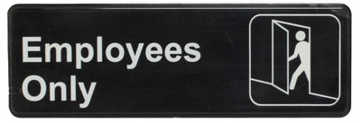 Thunder Group PLIS9304BK 9 Inch Employee Only Compliance Sign Self-Adhesive White on Black