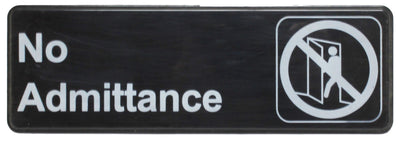 Thunder Group PLIS9305BK 9 Inch Compliance Sign Self-Adhesive No Admittance Black White