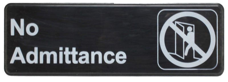 Thunder Group PLIS9305BK 9 Inch Compliance Sign Self-Adhesive No Admittance Black White