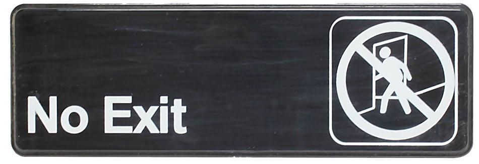 Thunder Group PLIS9306BK 9 Inch Sign Self-Adhesive No Exit Black Sign