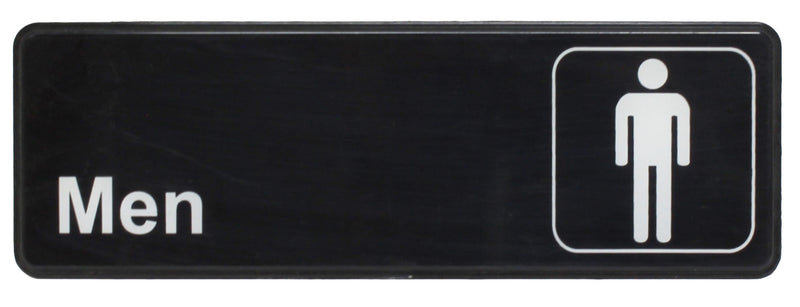 Thunder Group PLIS9313BK 9 Inch Sign Compliance Men Restroom White on Black