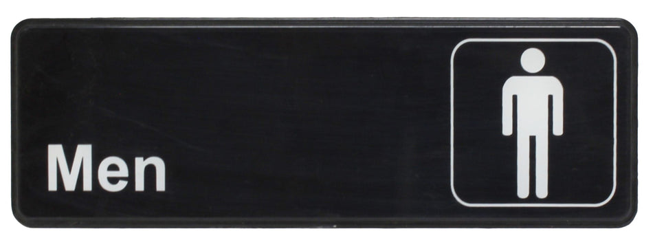 Thunder Group PLIS9313BK 9 Inch Sign Compliance Men Restroom White on Black