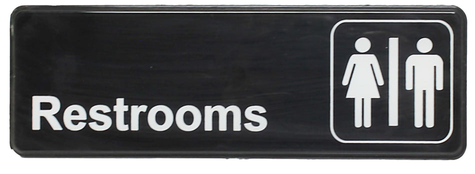 Thunder Group PLIS9315BK 9 Inch Restroom Sign Self-Adhesive Black and White