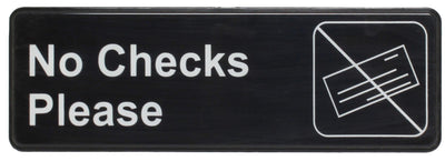 Thunder Group PLIS9317BK 9 Inch Information Symbol Sign No Checks Please