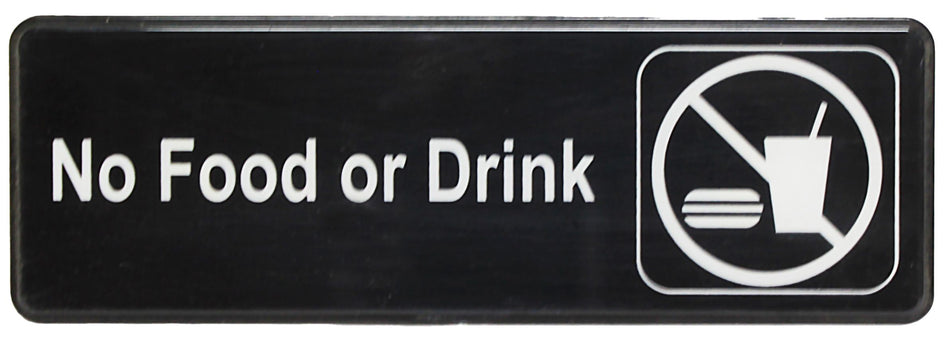 Thunder Group PLIS9331BK 9 Inch Sign No Food Or Drink Self-Adhesive Black