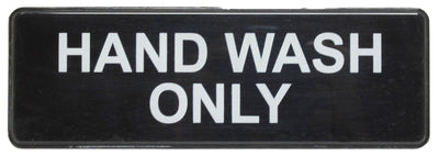 Thunder Group PLIS9333BK 9 Inch Hand Wash Only Compliance Sign Self-Adhesive Black
