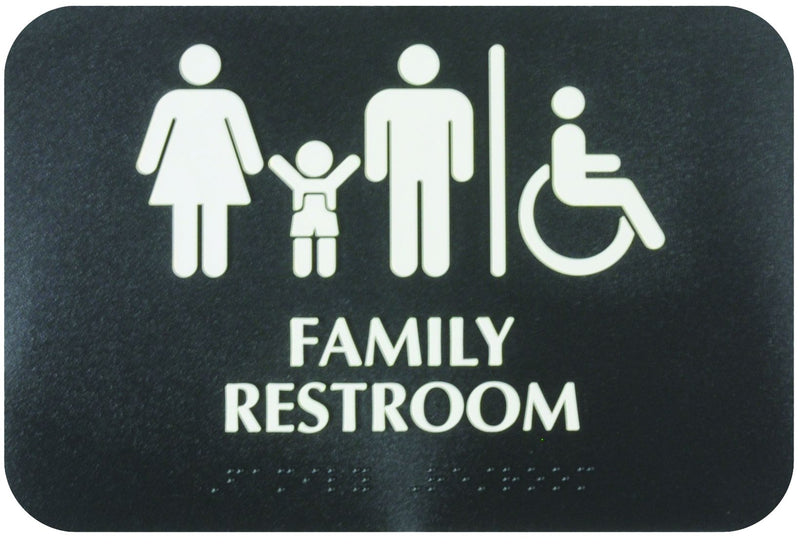 Thunder Group PLIS9601BK 9 Inch Sign Compliance Family Restroom with Braille