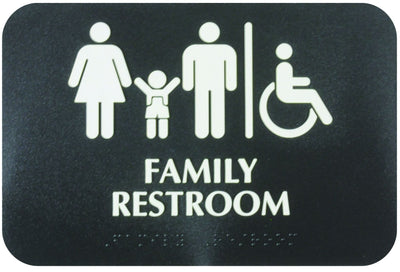 Thunder Group PLIS9601BK 9 Inch Sign Compliance Family Restroom with Braille