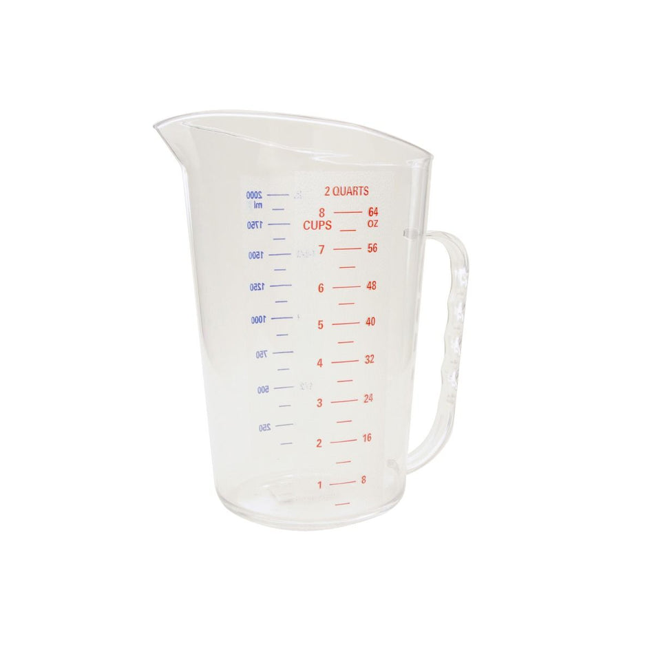 2 Liter/2 Quart, Measuring Cup with U.S. and Metric Measurements, Polycarbonate, withstand temperature from -40Â°F up to 210Â°F, Dishwasher Safe, Break-Resistant, Shatter-Resistant, No Microwave, No Oven, NSF