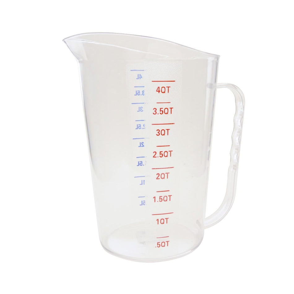 4 Liter/4 Quart, Measuring Cup with U.S. and Metric Measurements, Polycarbonate, withstand temperature from -40Â°F up to 210Â°F, Dishwasher Safe, Break-Resistant, Shatter-Resistant, No Microwave, No Oven, NSF