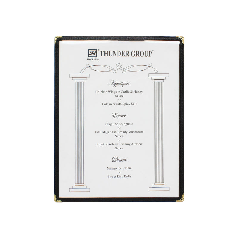 Thunder Group PLMENU-1BL 8-1/2 Inch Menu Cover Single Pocket Black Plastic