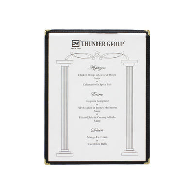Thunder Group PLMENU-1BL 8-1/2 Inch Menu Cover Single Pocket Black Plastic