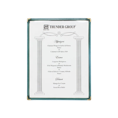 Thunder Group PLMENU-1GR 8-1/2 Inch Menu Cover Single Pocket Flexible Plastic Green