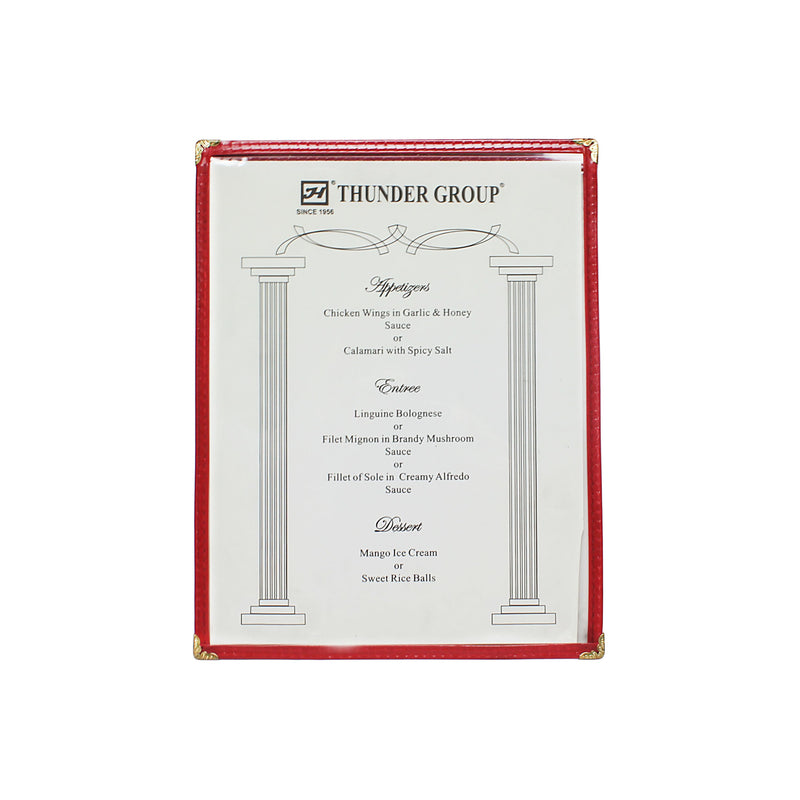 Thunder Group PLMENU-1MA 8-1/2 Inch Menu Cover Single Pocket Flexible Plastic Laminate Maroon