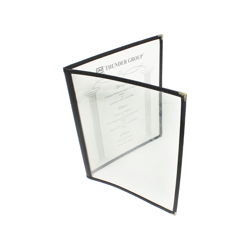 Thunder Group PLMENU-2BL 8-1/2 Inch Menu Cover Double Fold Plastic Black