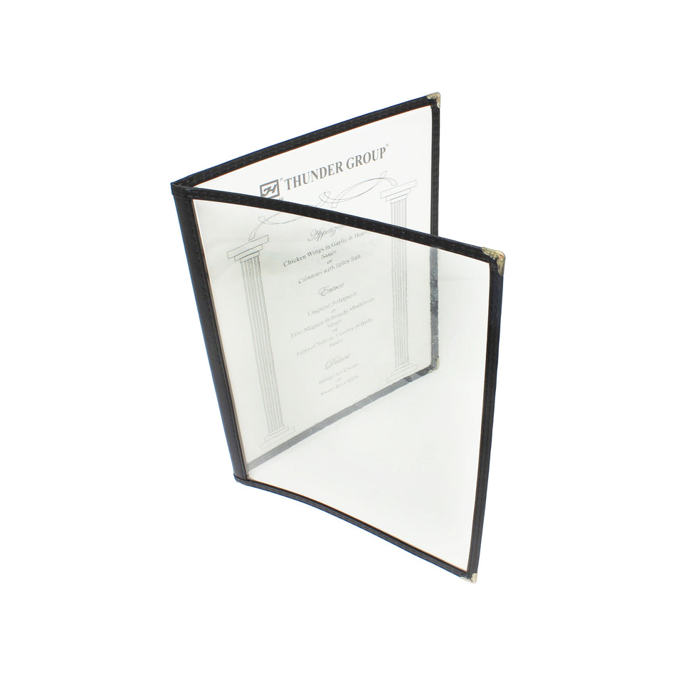 Double Fold Menu Cover, 8-1/2" x 11, Black Color Trim, Faux Leather, PolyVinyl chloride & Polyurethane