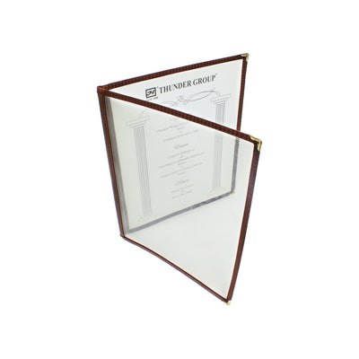 Thunder Group PLMENU-2BR 8-1/2 Inch Menu Cover Double-fold Brown Plastic