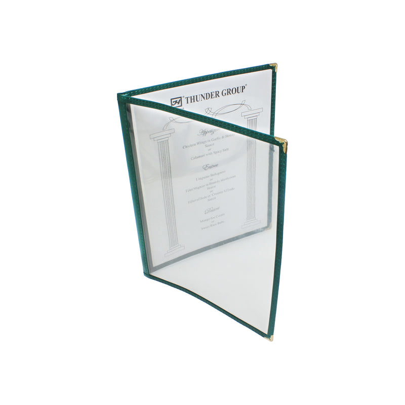 Thunder Group PLMENU-2GR 8-1/2 Inch Menu Cover Double Fold Plastic Green