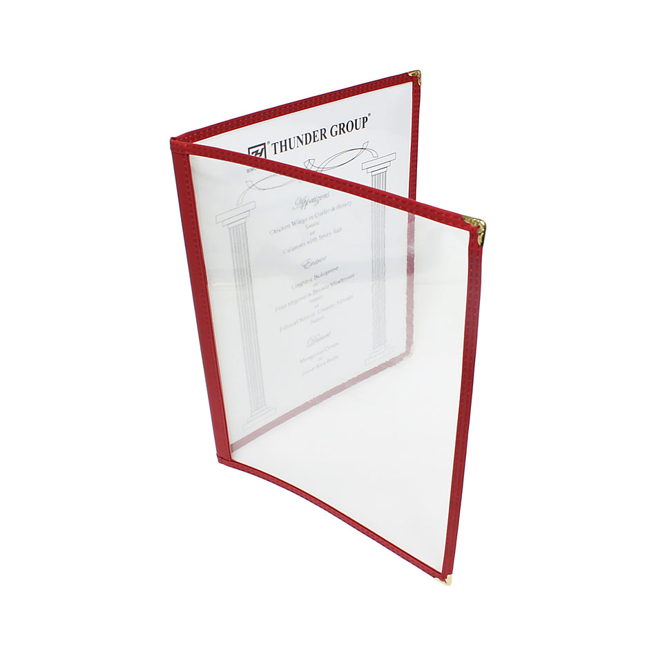 Double Fold Menu Cover, 8-1/2" x 11, Maroon Color Trim, Faux Leather, PolyVinyl chloride & Polyurethane
