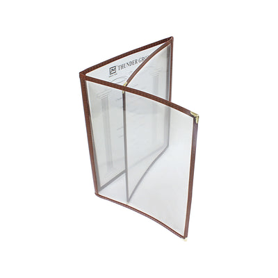 Thunder Group PLMENU-3BR 8-1/2 Inch Wide Triple-Fold Menu Cover Plastic Brown
