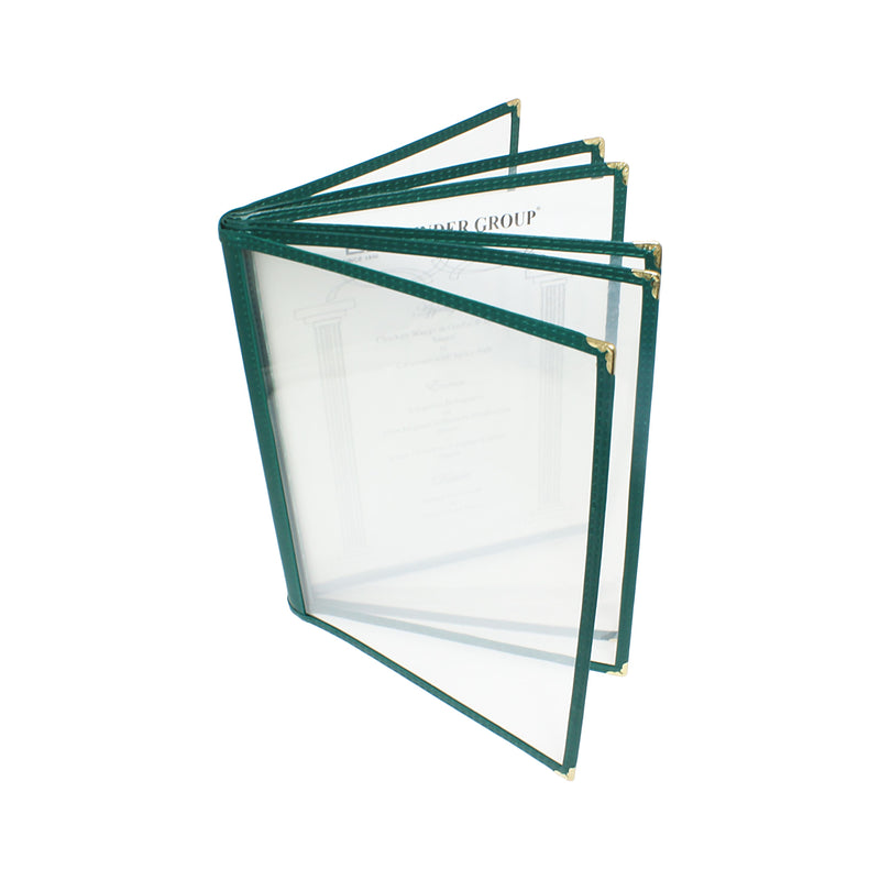 Thunder Group PLMENU-6GR 8-1/2 Inch Green Menu Cover Plastic Laminate 6-page Book Fold