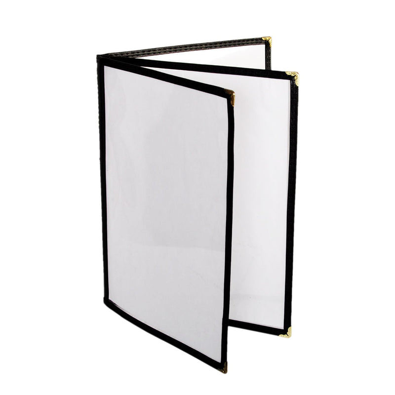Thunder Group PLMENU-L3BL 8-1/2 Inch Menu Cover Plastic Black 3-page Book Fold
