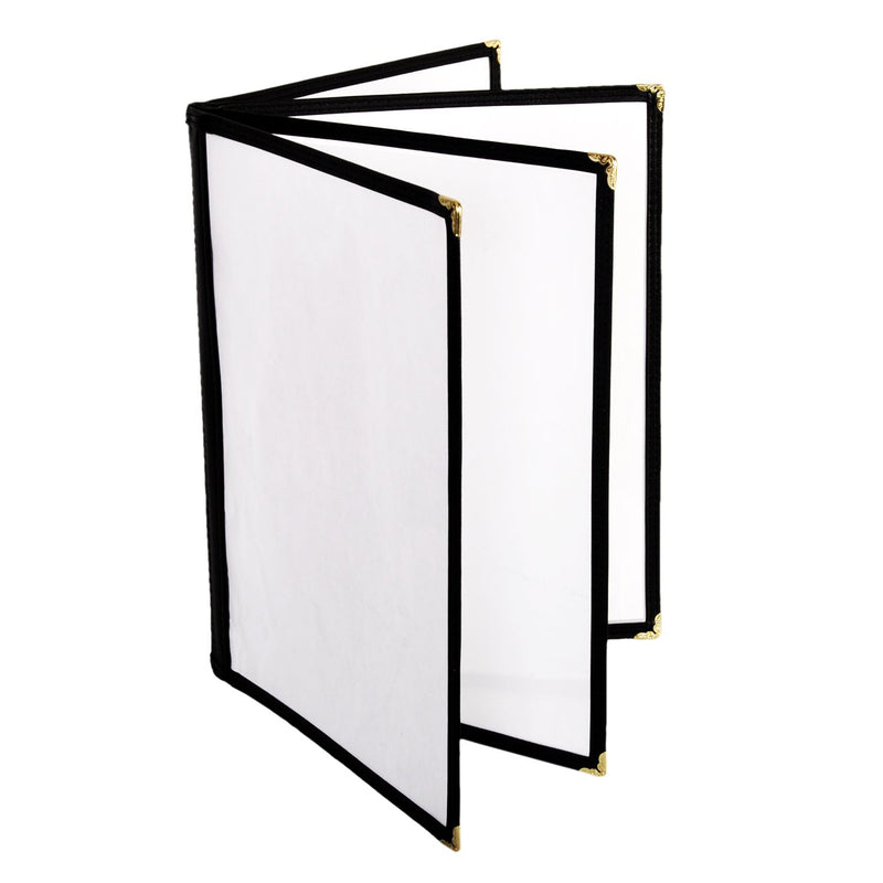 Thunder Group PLMENU-L4BL 8-1/2 Inch Menu Cover 4-page Book Fold Plastic Black
