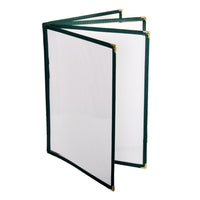 Thunder Group PLMENU-L4GR 8-1/2 Inch Menu Cover Green Plastic 4-page Book Fold