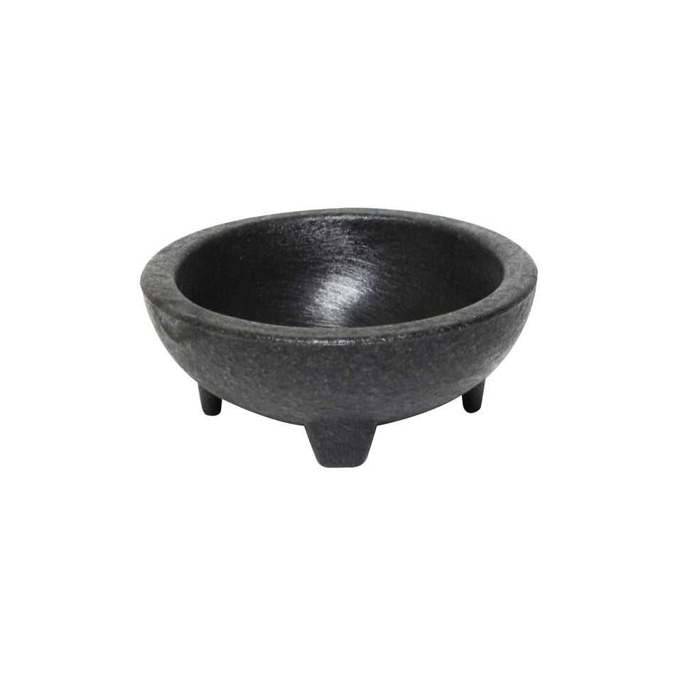 4 Pack 4 oz, 4" Diameter x 1-4/7" Height, Molcajete Salsa Bowl, Black Color (Pack of 4), Polypropylene, Stackable, Dishwasher Safe, Break-Resistant, Microwave Safe