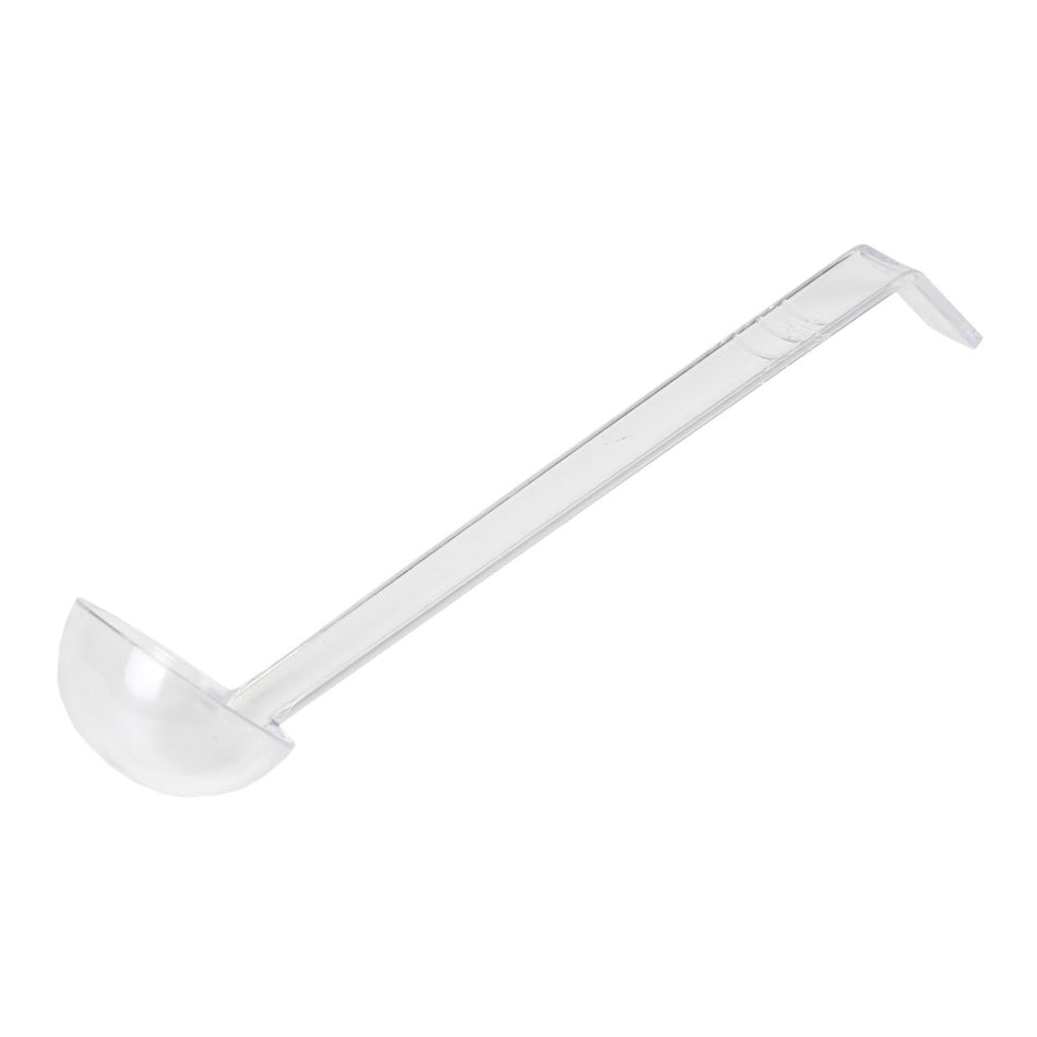 1 oz, 13" x 2-3/8" x 2", Ladle, Clear Color, Polycarbonate, One-Piece Construction, can serve both Hot or Cold Foods, Dishwasher Safe, Break-Resistant, Shatter-Resistant, Color Coded, No Microwave, No Oven, NSF