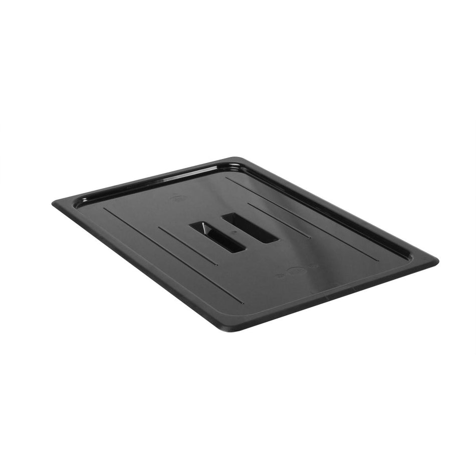 Solid Cover For Full Size Food Pan, Black Color, Polycarbonate, withstand temperature from -40°F up to 210°F, Dishwasher Safe, Break-Resistant, Shatter-Resistant, No Microwave, No Oven, NSF